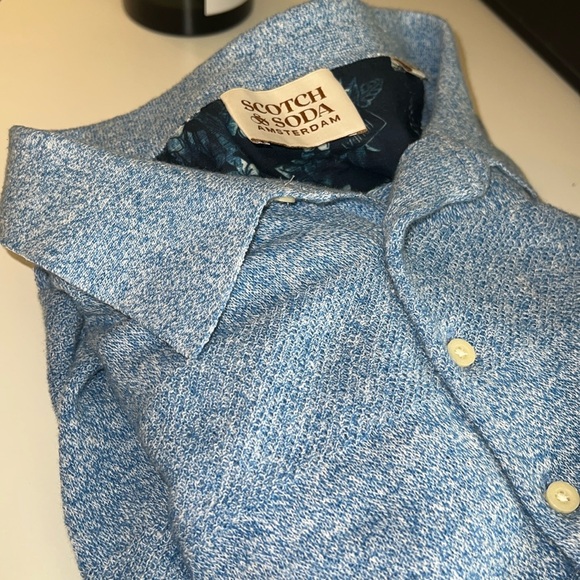 $188 Scotch & soda knit polo men’s XXL sky blue - Picture 2 of 13